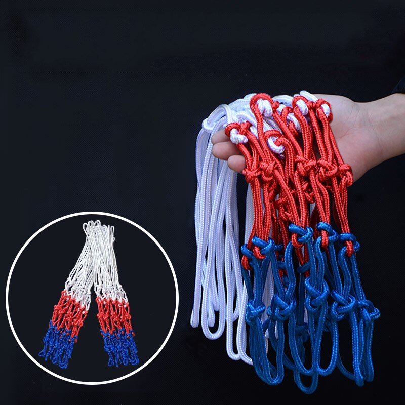 Standard Basketball Net Durable Nylon Thick Thread Three Color Universal Basketball Net Mesh Replacement Basketball Basket Net