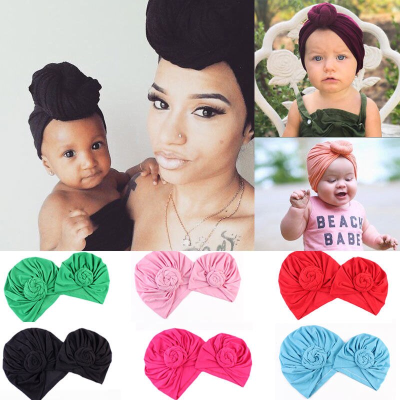 Turban knut bobble mössa 1 st mamma barn bebis pojkar tjejer vinter varm stickad mössa solid knut mjuka familjekepsar