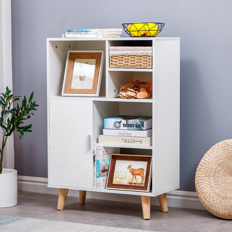 White Cabinet Floor Mounted Wall Cabinet Waterproof Toilet Side Cabinet Home Storage Cabinet Bathroom Organizer Shelf HWC