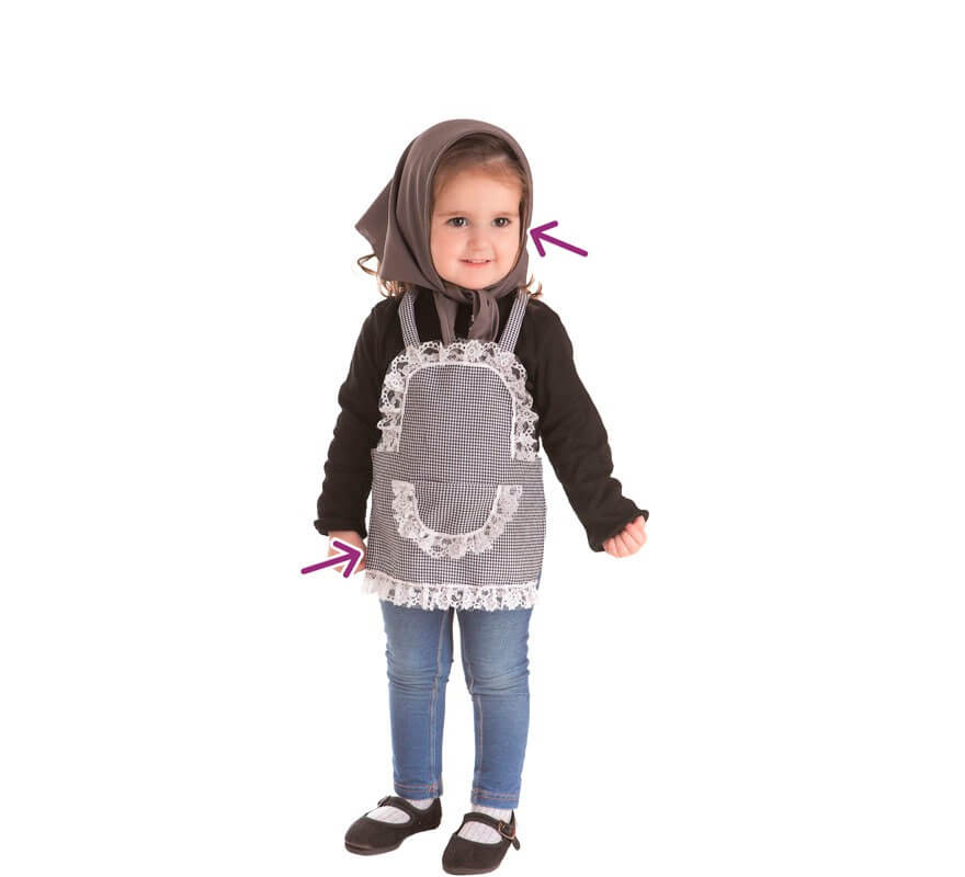 Kit de Castañera Vichy para niña: Delantal y Pañuelo