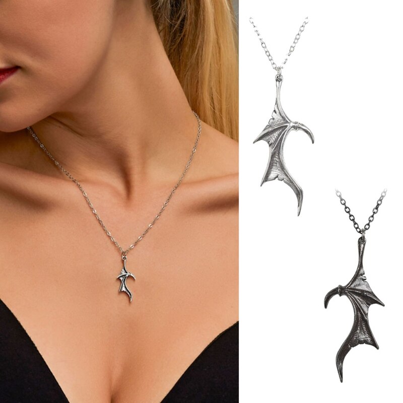 2Pcs Persoonlijkheid Punk Hart Wing Ketting Liefhebbers Vinatge Bat Wing Hart Koppels Hanger Ketting Set Mode Jewerly