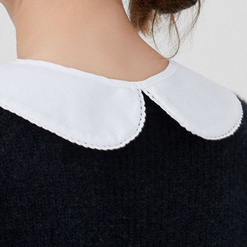 French Style Women Maid Detachable Faux False Collar Sweet Lace Trim Button Half Shirt Necklace Choker Mini Poncho