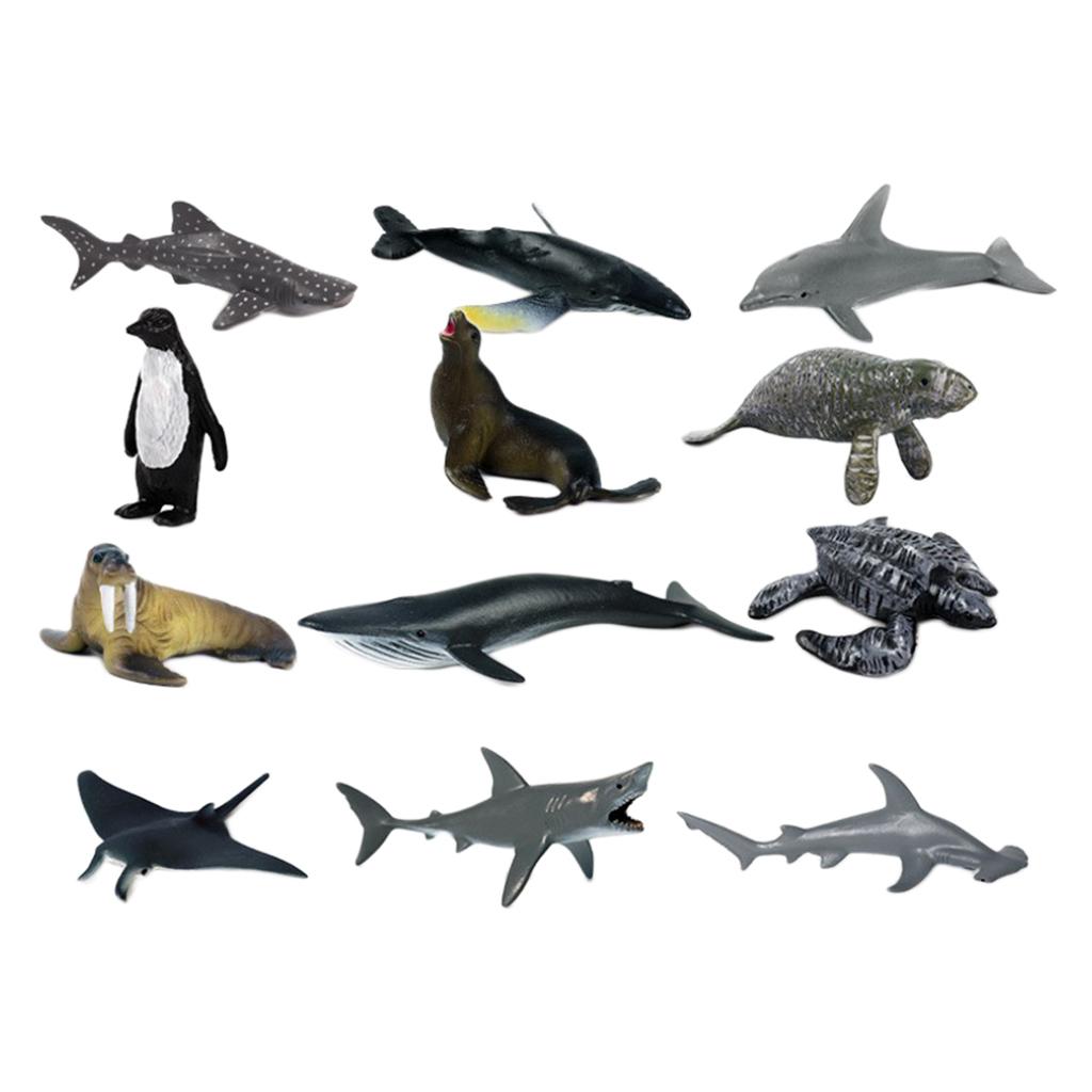 Set mit  of 12 naturgetreuen meerestier-pvc-figuren für aquarien für kinder