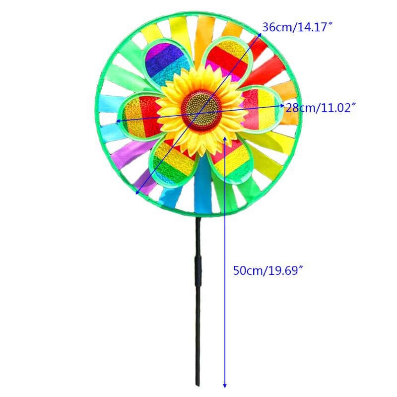 Dubbellaags Sequin Zonnebloem Windmolen Wind Spinner Kleurrijke Pinwheel Huis Tuin Yard Decoratie Kids Outdoor Speelgoed