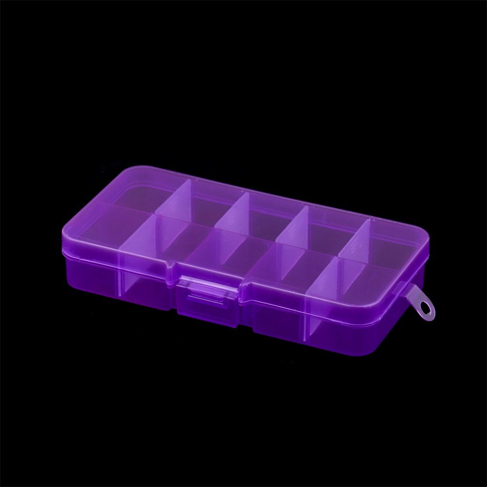10 Slots Adjustable Clear Plastic Rectangle Storage Box Case Holder Craft Organizer Beads Jewelry Container For Jewelry Storage: Brown