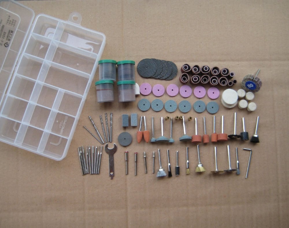 161pc poleringsværktøj bit sæt dragt mini boredragt dremel roterende værktøj diy værktøj plastik kasser