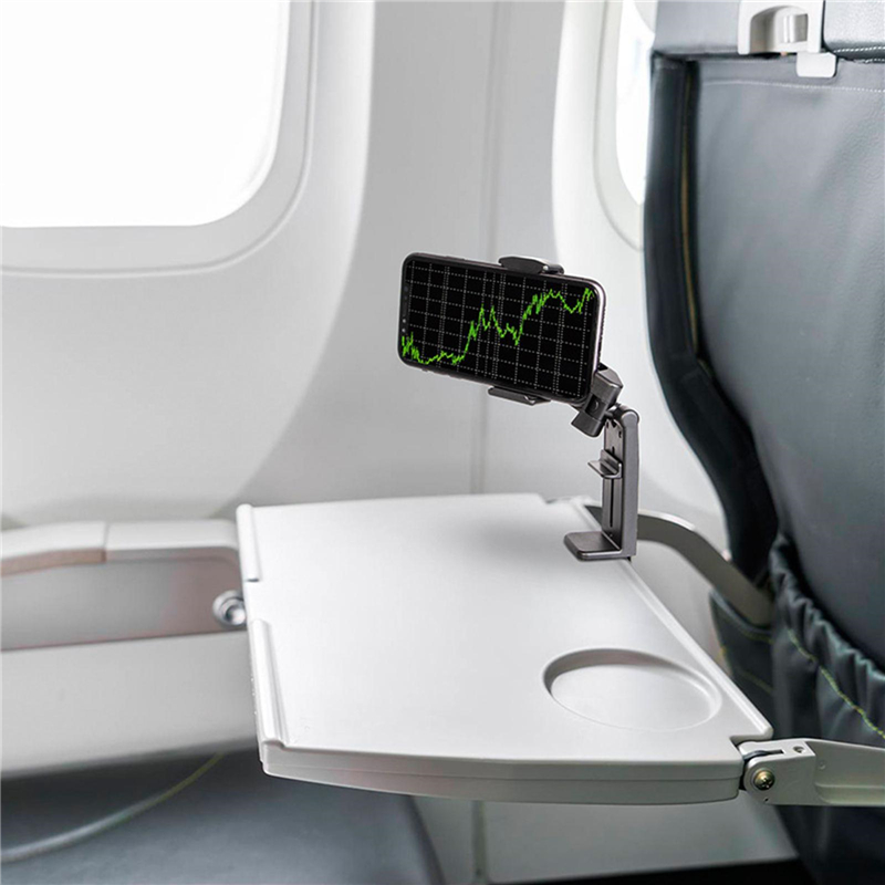 Universal Airplane Phone Stand Holder 360 Rotate Travel Phone Mount for Flying Handsfree Flexible Phone Clip for IPhone/Android