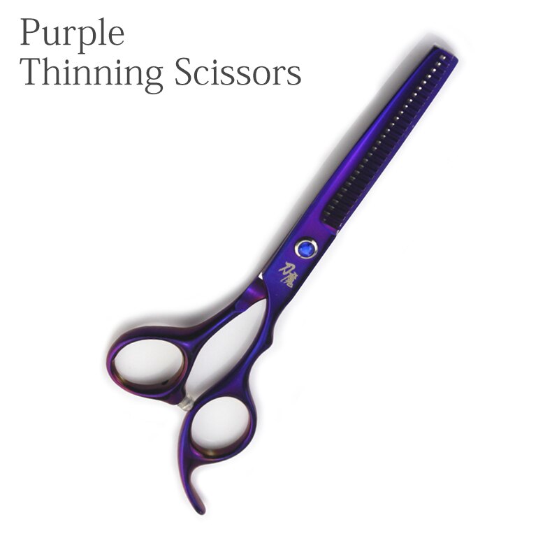 Tijeras de corte para peluquero, tijeras de corte y adelgazamiento de 6 pulgadas (tijeras normales/Tijeras de adelgazamiento): Purple Thinning