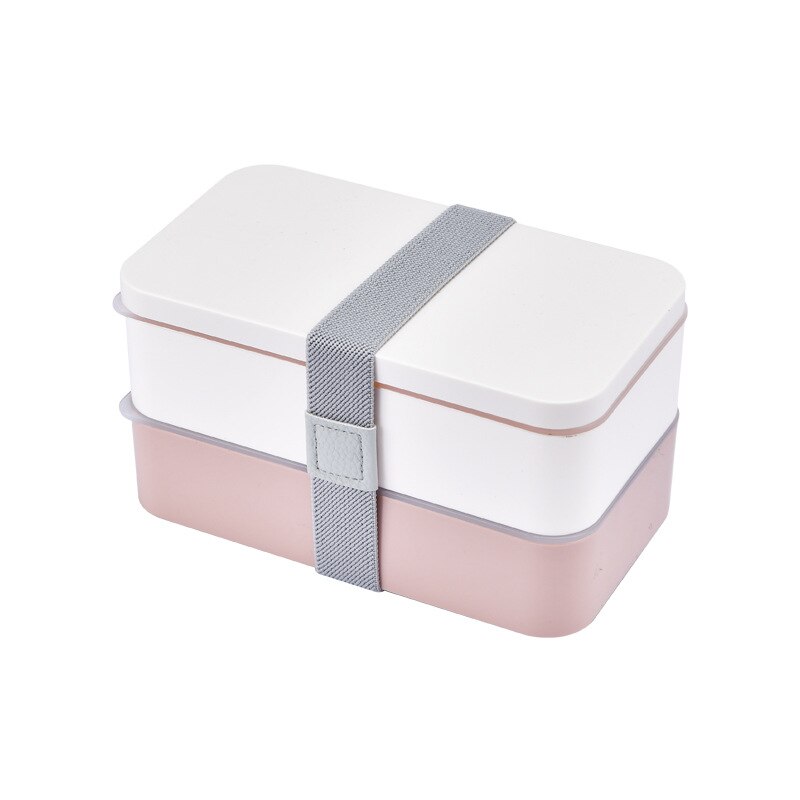 1200ml Double Layers Lunch Box With Spoon and Fork Healthy Plastic Bento Boxes Microwave Food Storage Container Lunchbox: Pink