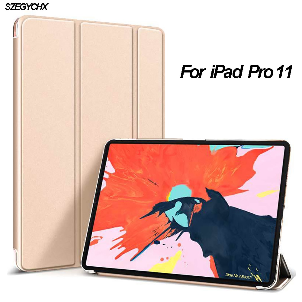For iPad Pro 11-in Release Case Ultra Slim PU Leather Trifold Stand Cover For iPad Pro 11 Smart magnetic Auto / Sleep