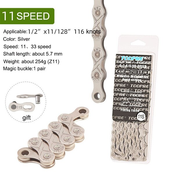 MTB Road Bike Bicycle Chain Single speed 6 7 8 9 10 11 12Speed Z X8 X9 X10 X11 X12 Velocidade TI Gold Silver Chains 116 Links: sliver 11S