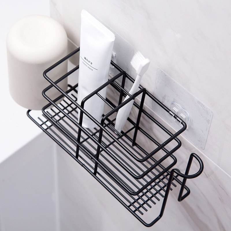 Iron toothbrush rack bathroom punch-free mouthwash cup storage rack wall-mounted toothbrush rack toothbrush holder