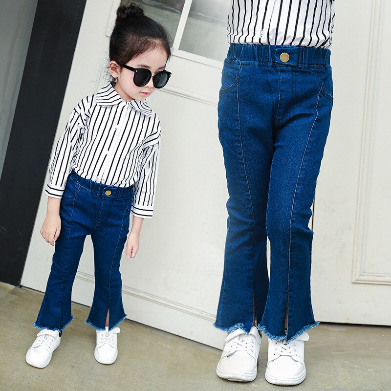 Pantalones vaqueros de estilo escolar para niña de 2 a 9 años, ropa para niños, pantalones de tela vaquera con corte de bota