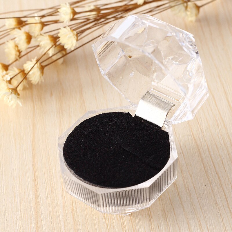 1PC Draagbare Elegante Acryl Transparante Ringen Oorbel Display Box Crystal Bruiloft Sieraden Pakket Box Vitrines 3.8*3.8cm