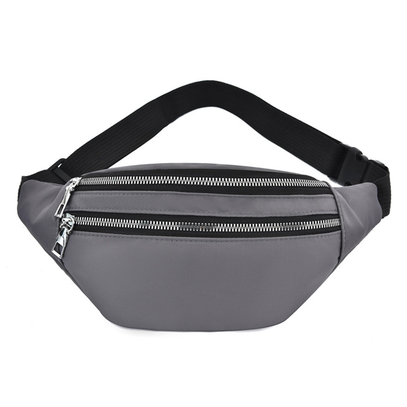 Waist Bag Women Men Waterproof Pocket Casual Chest Handbag Unisex Sports Travel Purse Plaid Waist Pack Belly Bags Case: GRAY