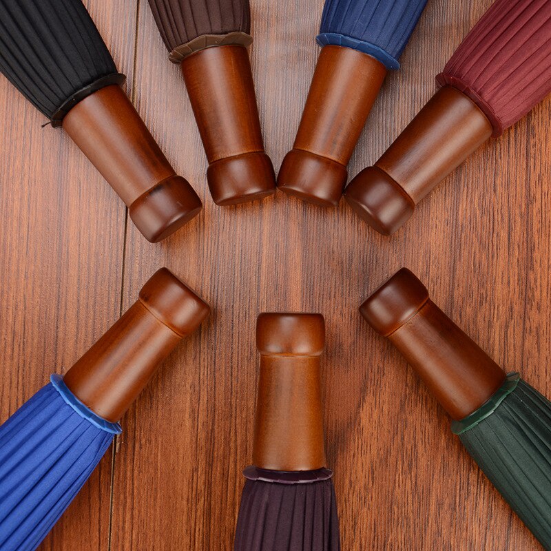 Outdoor Travel Long Wooden Handle Umbrella Windproof Umbrella 24K Long Umbrella Men'S Women'S Solid Color