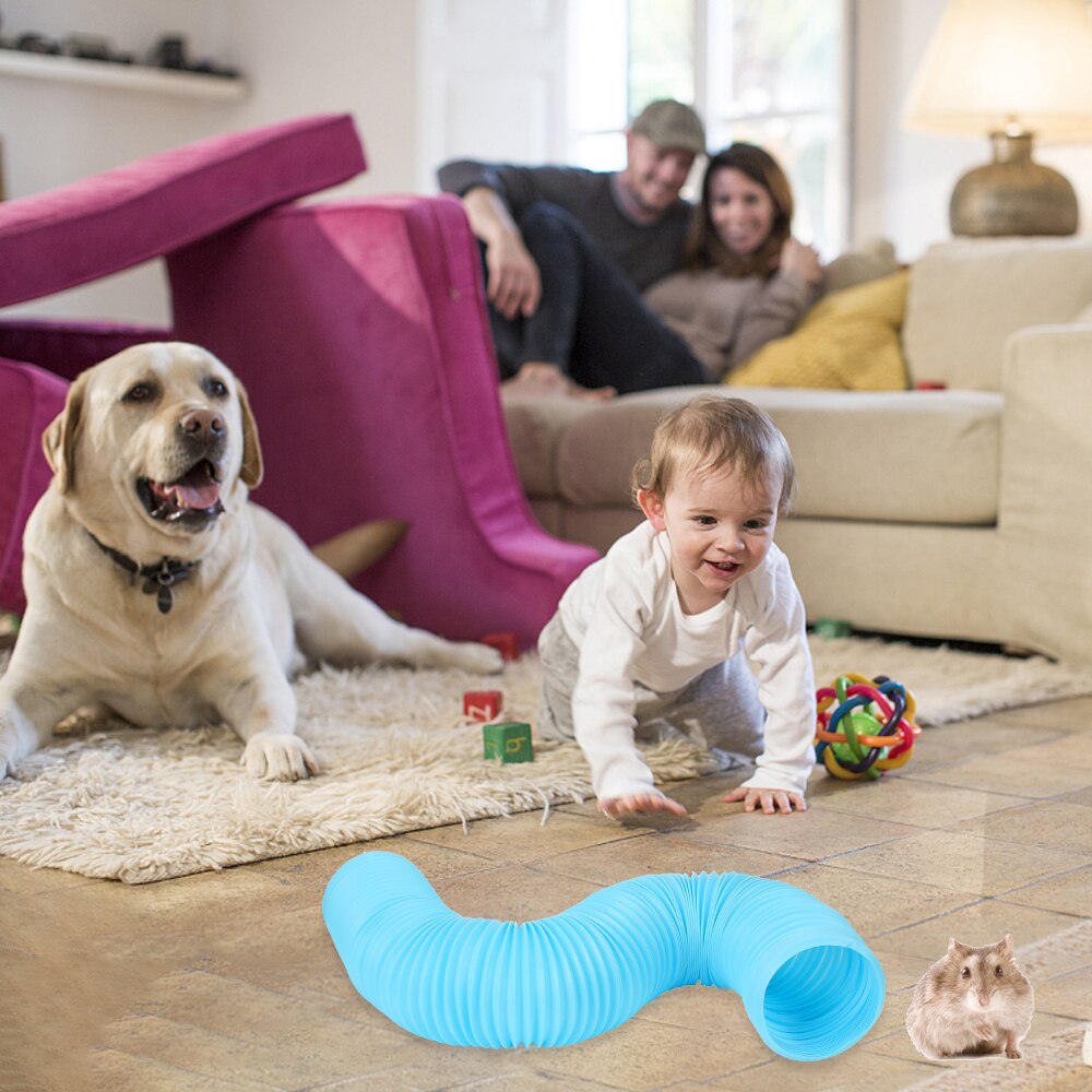 100cm Pipe Plastic Telescopic Pet Fun Tunnel Exercise Tubes Guinea Pig Hamster Hedgehog Toys Pet Collapsible Play Tunnel