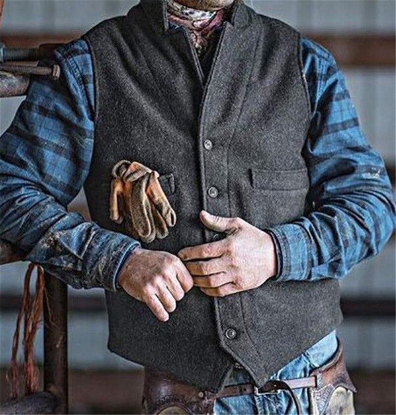 Men's Suit Vest Autumn Business Suit Waistcoat Men Sleeveless Vintage Tweed Vest Plus Size 5XL Wedding Party Vest: XXL