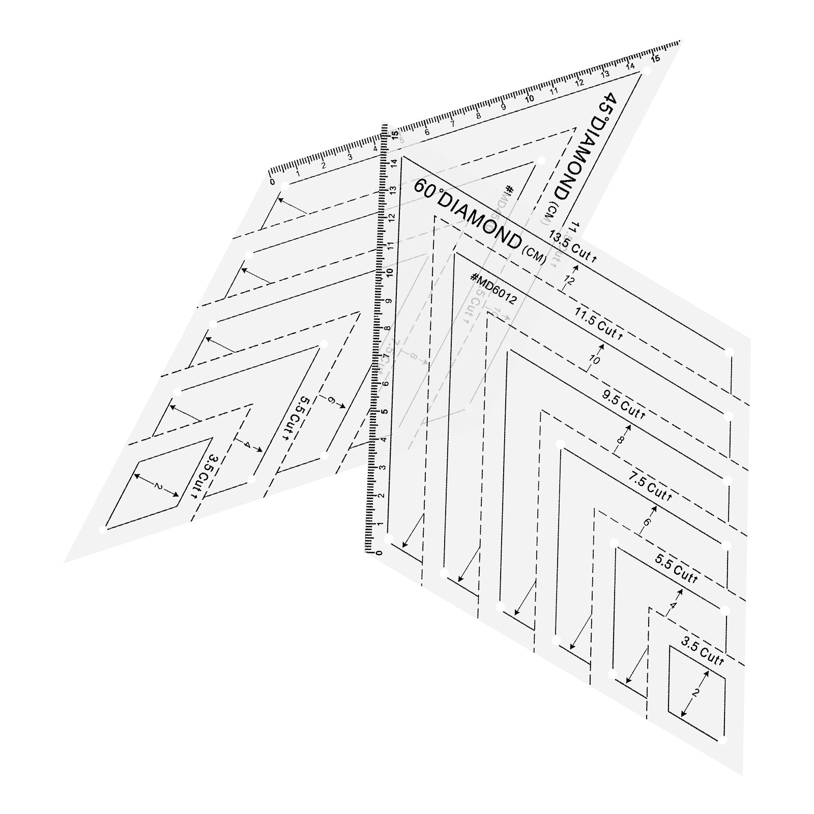 2Pcs Useful Patchwork Sewing Rulers DIY Fabric Sewing Ruler Plastic Measure Rulers