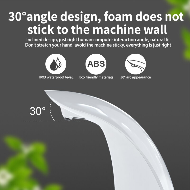 KM105 400mL Automatic Induction Foam Soap Dispenser For Home Kitchen Bathroom Battery Rechargeable Without Battery White/black