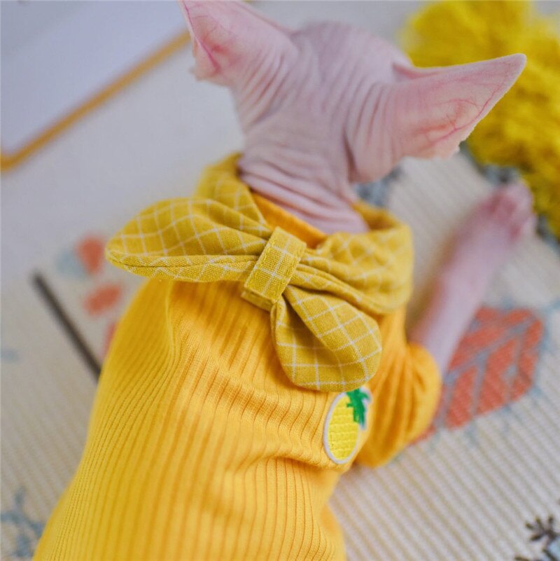 Sphynx Cat Apparel Pineapple Pet Accessories Comfort Spring summer Outfis Clothes for cats Hairless Cat Clothes