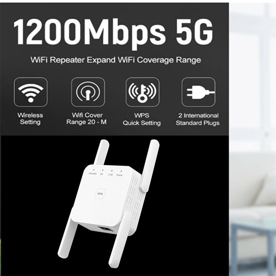 5G Wifi Repeater Draadloze Wifi Versterker 5Ghz Wifi Lange Range Extender 1200M Wi-fi Booster Thuis Wifi tsignal Versterker