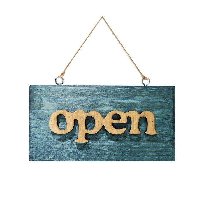 Home Hotel Restaurant Decorative Plaques & Signs Open Closed Welcome Letters Pattern Hanging Rectangle Wood Board: Open
