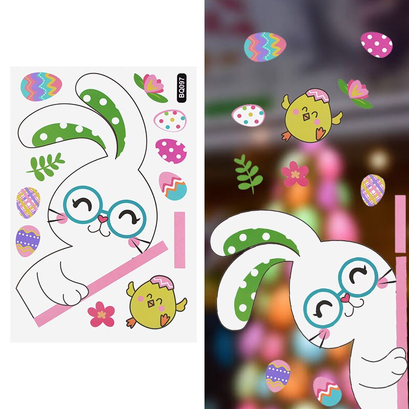 Raamsticker Pasen Konijn met Paasei | Herbruikbaar Raamsticker Pasen Konijn met Paasei | Herbruikbaar