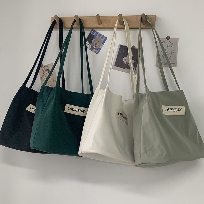 Women Canvas Shoulder Shopper Bag Nylon Waterproof Students Handbags Cotton Cloth Eco Fabric Tote Shopping Bag for Girl