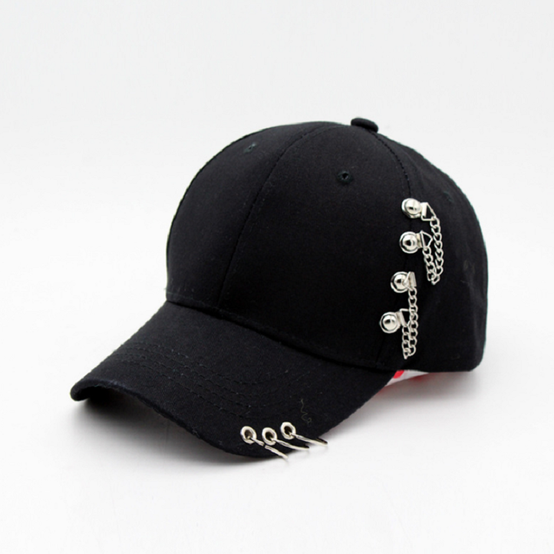 Papa chapeau Piercing anneau casquette de Baseball Punk Hip Hop casquettes coton adulte décontracté solide réglable unisexe casquettes: WHITE