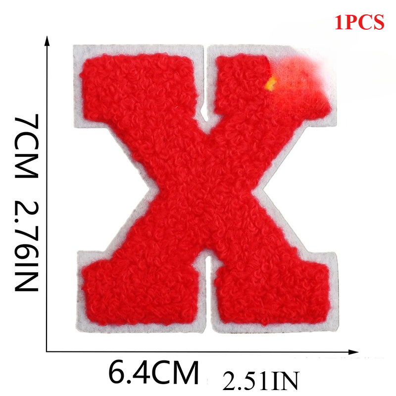 7Cm White Background Red Character Embroidery Cloth Sticker English Letters Towel Embroidery Patch Sticker Computer Embroidery: khaki