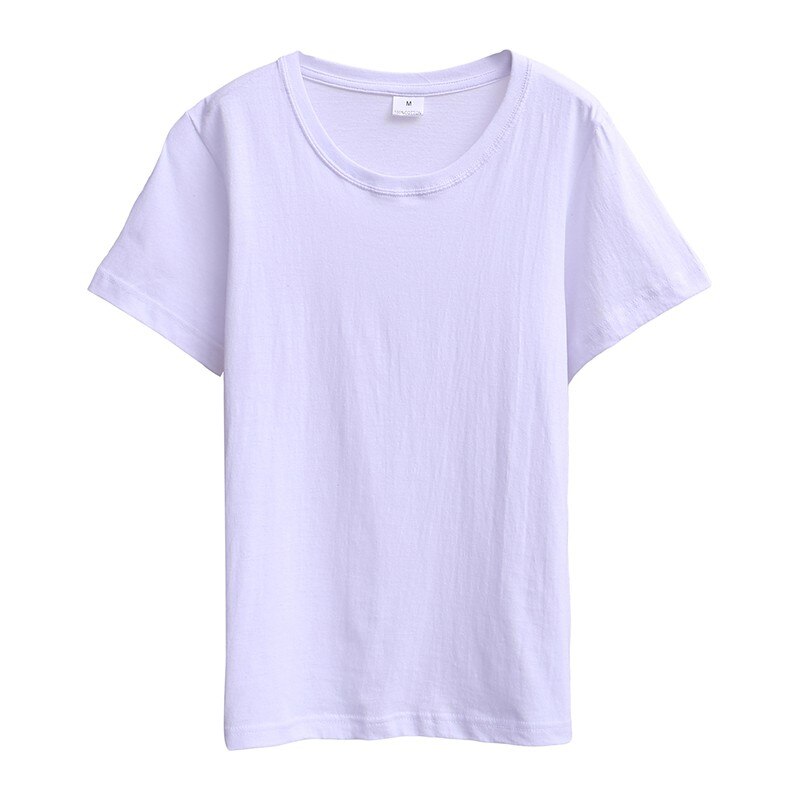 Camiseta de color sólido con cuello redondo, Camiseta holgada transpirable cómoda para mujer