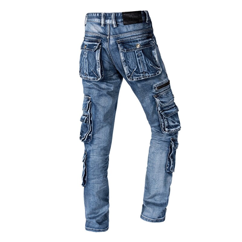 ABOORUN Men's Retro Cargo Jeans Multi Pockets Washed Straight fit Denim Pants Men's Brand Overalls Jeans x1650