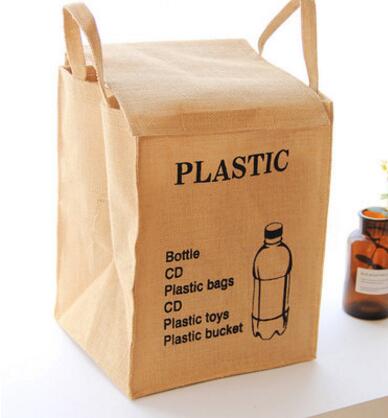 Fabric Living goods storage box Foldable natural Jute Linen Washing Clothes Laundry Basket Bag Hamper Storage: E