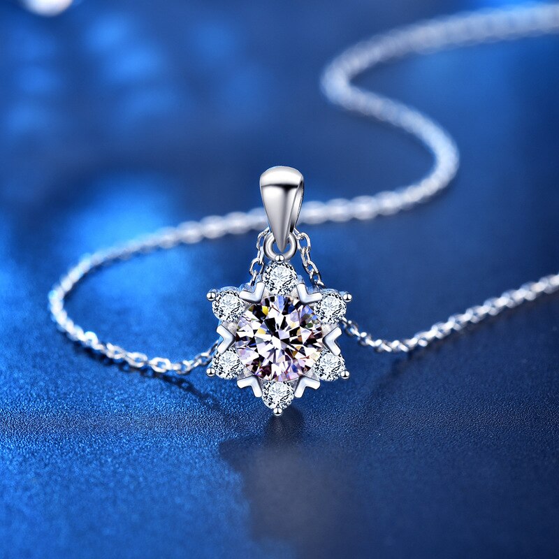Moissanite Diamond Sterling Zilver 925 Sneeuw Hanger Kettingen Voor Vrouwen Wedding Zilveren Sieraden Met Certificering