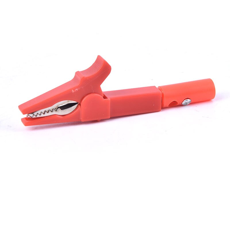 Pinza de cocodrilo con aislamiento, bolígrafo de prueba, multímetro de cocodrilo, pinza para batería de coche: Rojo