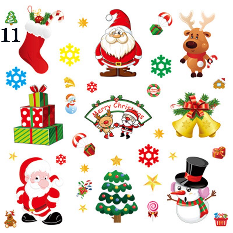 Christmas Window Stickers Christmas Decorations Window Clings DIY Cartoon Sticker Kids Xmas E2S: Yellow