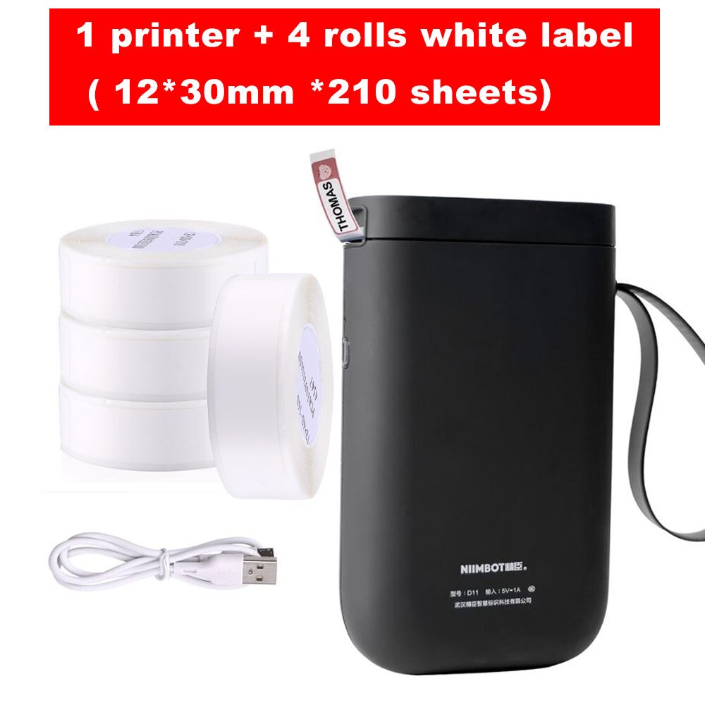 Niimbot D11 Draadloze Label Printer Draagbare Bt Thermische Label Printer Thuisgebruik Kantoor Snelle Afdrukken Printer: Black Package B