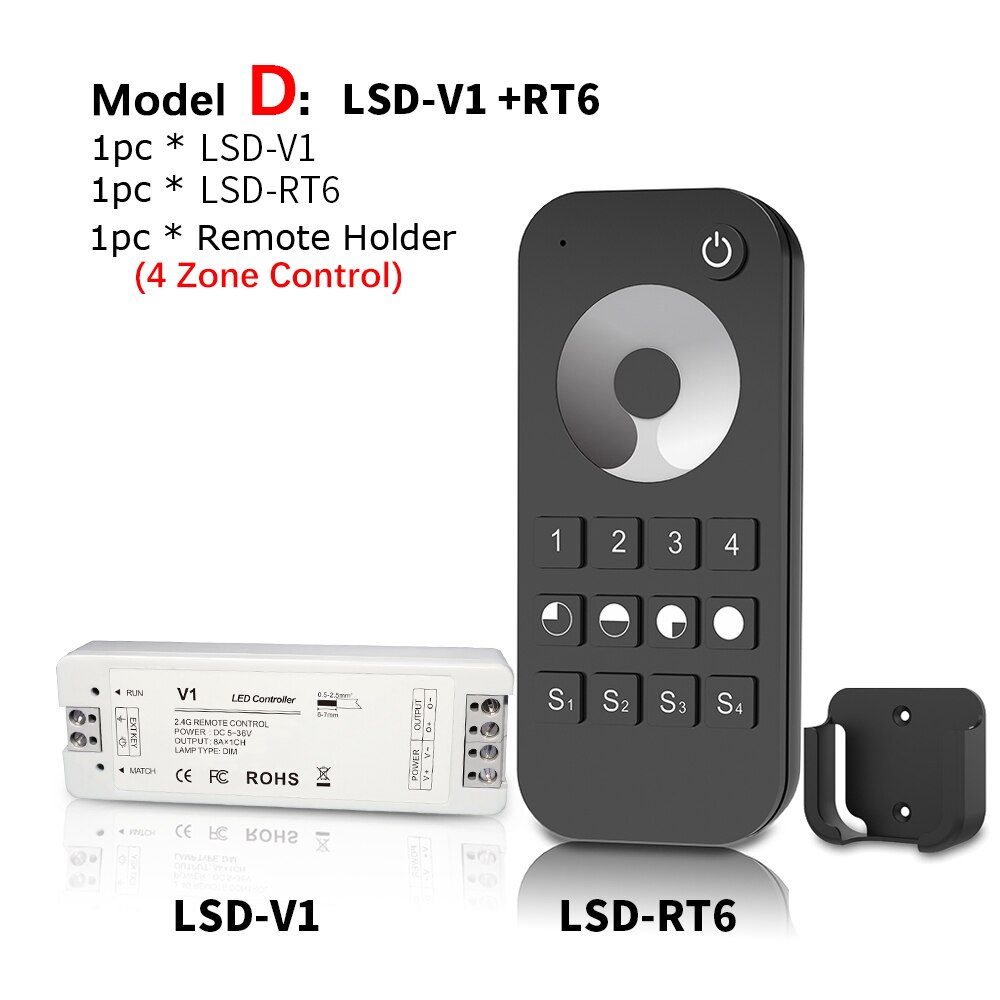 Lisxchda-regulador de intensidad LED, 12V, 5V, 24V, 36V, 8a, PWM, inalámbrico, regulador de intensidad con encendido apagado, con mando a distancia de 2,4G para cinta de LED de único Color
