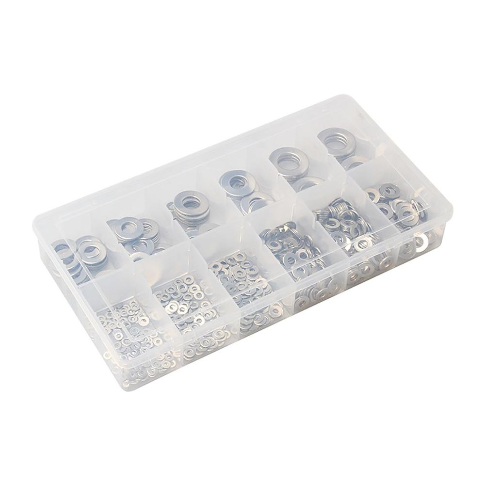 800pcs M1.6 M2 M2.5 M3 M4 M5 M6 M8 M10 M12 M14 M16 GB97 304 Stainless Steel Flat Washer Plain Washer Flat gasket