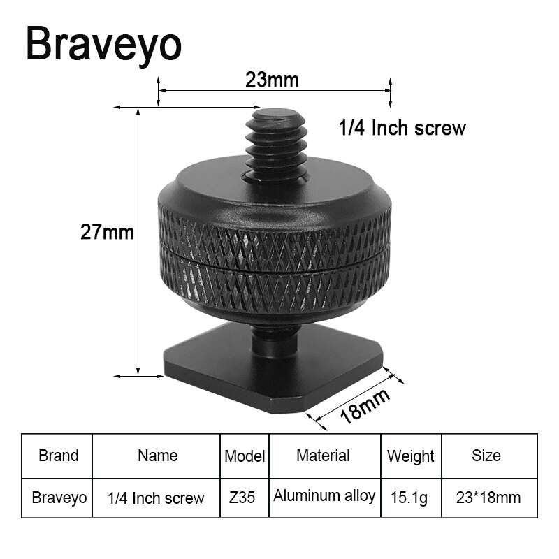 Vite di conversione da 1/4 a 3/8 pollici vite a doppio strato per slitta a caldo per accessori fotografici supporto per testa a slitta per fotocamera Dslr: Z35 1PC