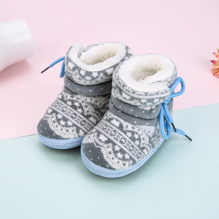 Zapatos de algodón para bebé, botas de nieve de terciopelo para bebé, zapatos antideslizantes para bebé, con cordones altos para 0 a 1 años: 3 / 14(12CM)