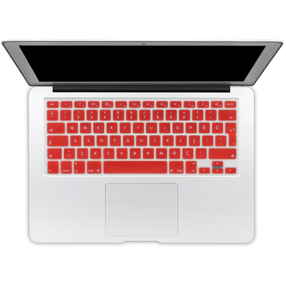 Autocollants de protection de clavier en Silicone de Version turque de l'ue pour Apple Macbook Pro 13 15 17 Retina Mac Air 13 couverture de clavier: red
