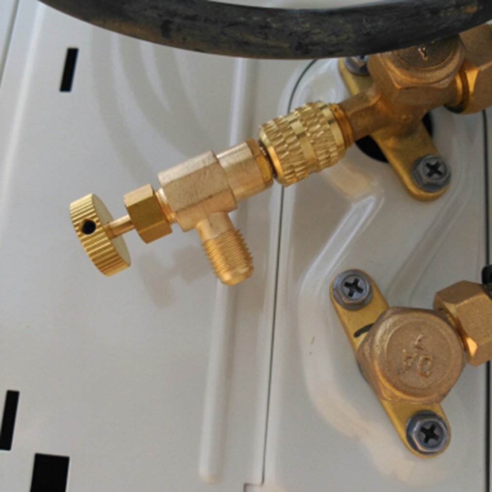 Refrigeration Charging Air Conditioning Adapter For R410A R22 1/4" Liquid Safety Valve Hose R22 Copper Adapter