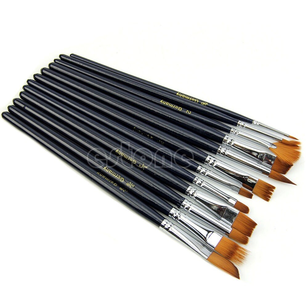 12Pcs/set Acrylic Art Craft Artist Oil Watercolor Painting Paint Brush