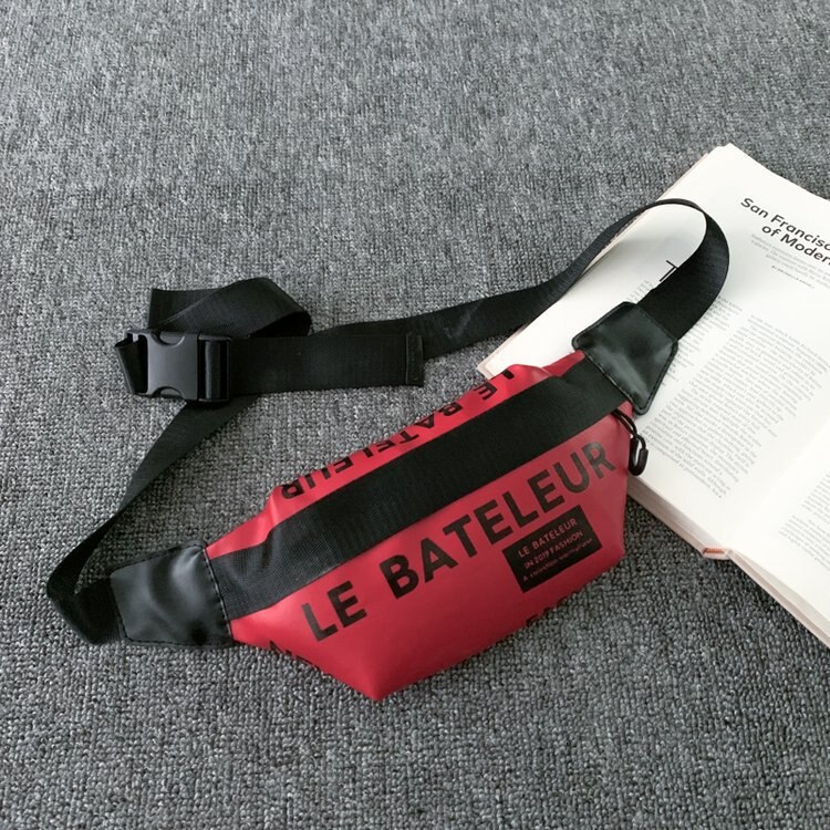 Saco da cintura das mulheres das letras rua hip hop cinto saco de alta qualidade couro do plutônio fanny pacote feminino ombro crossbody sacos peito bolsa: Red belt bag