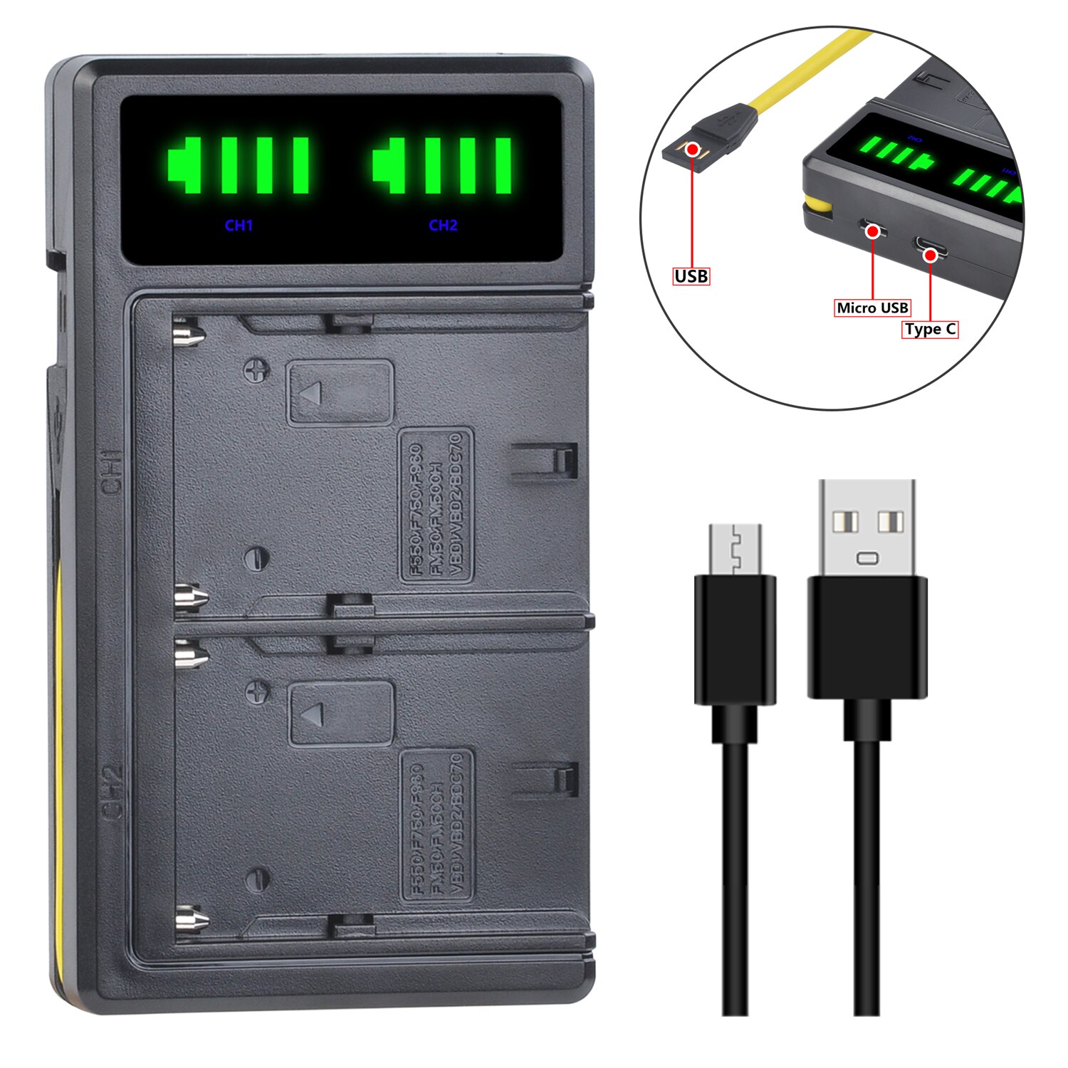 4Pc 5200mAh NP-F750 NP-F770 Li-ion batterie + LCD double chargeur USB pour Yongnuo YN300 III YN-300 III caméra Photo LED lumière vidéo