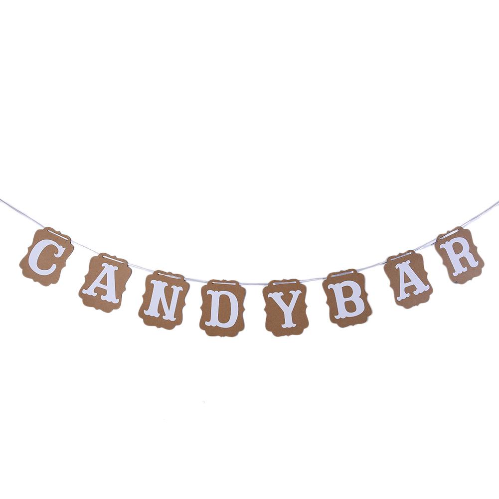 Bryllupsfest slikbar guirlande brev bunting bannere vimpel papir guirlande flag dekorative banner fødselsdagsfest dekoration: Brun