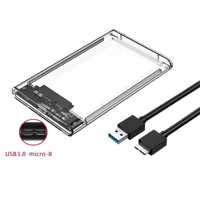 Obudowa dysku twardego USB 3.0/Typ C 2,5 cala SATA SSD Zewnętrzna obudowa dysku twardego z prędkością transferu 5 Gb/s Przezroczyste pudełka na dyski twarde Bez narzędzi: Złota