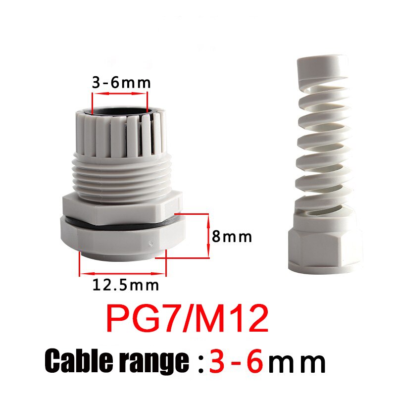 5PCS IP68 waterproof cable seal sleeve connector plastic screw stress protector M12 PG7 / PG9 / PG11 3-6mm anti-bending: PG7-M12